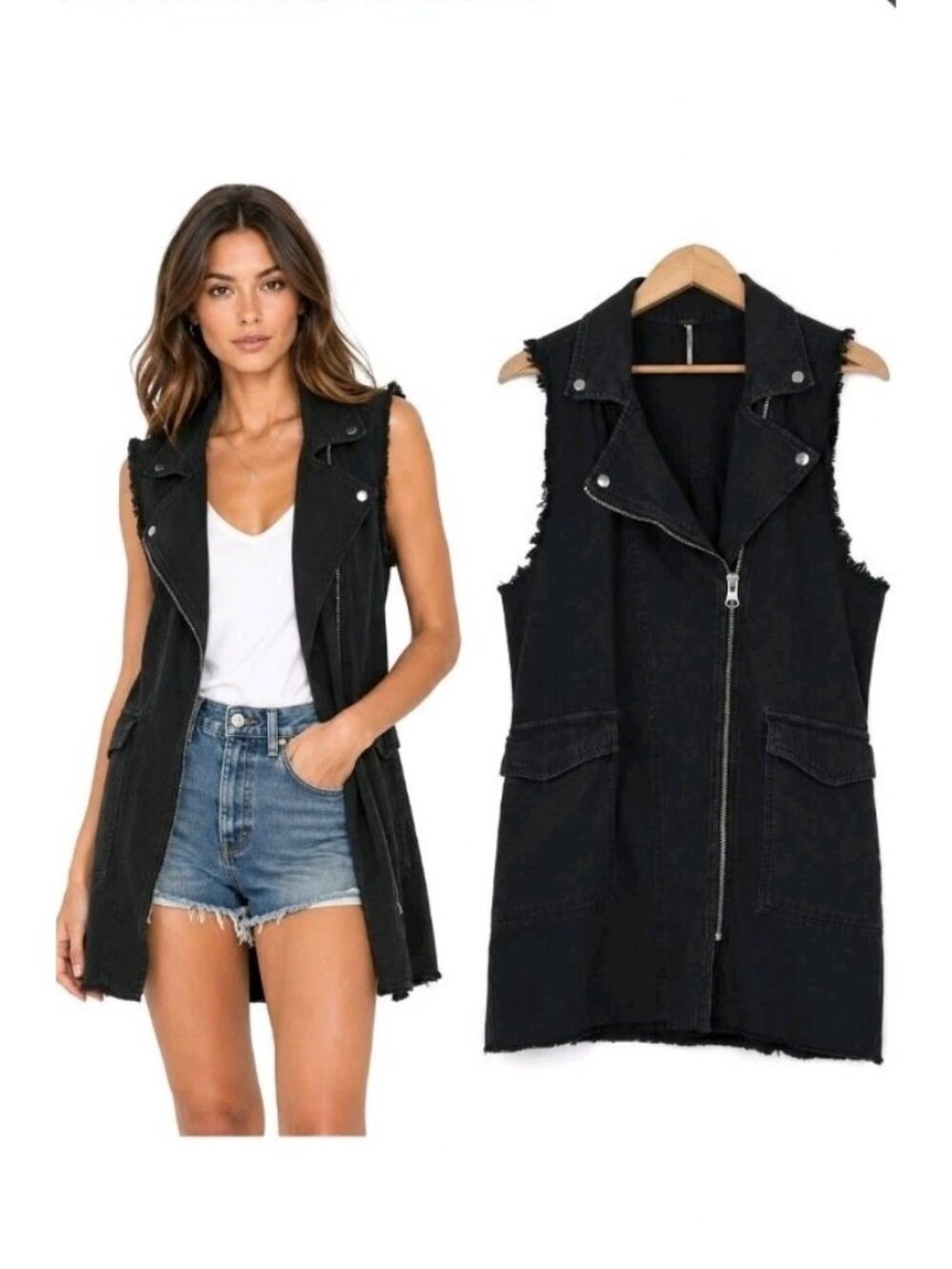 Free People Charcoal Grey Sleeveless Zip Moto Dress Small